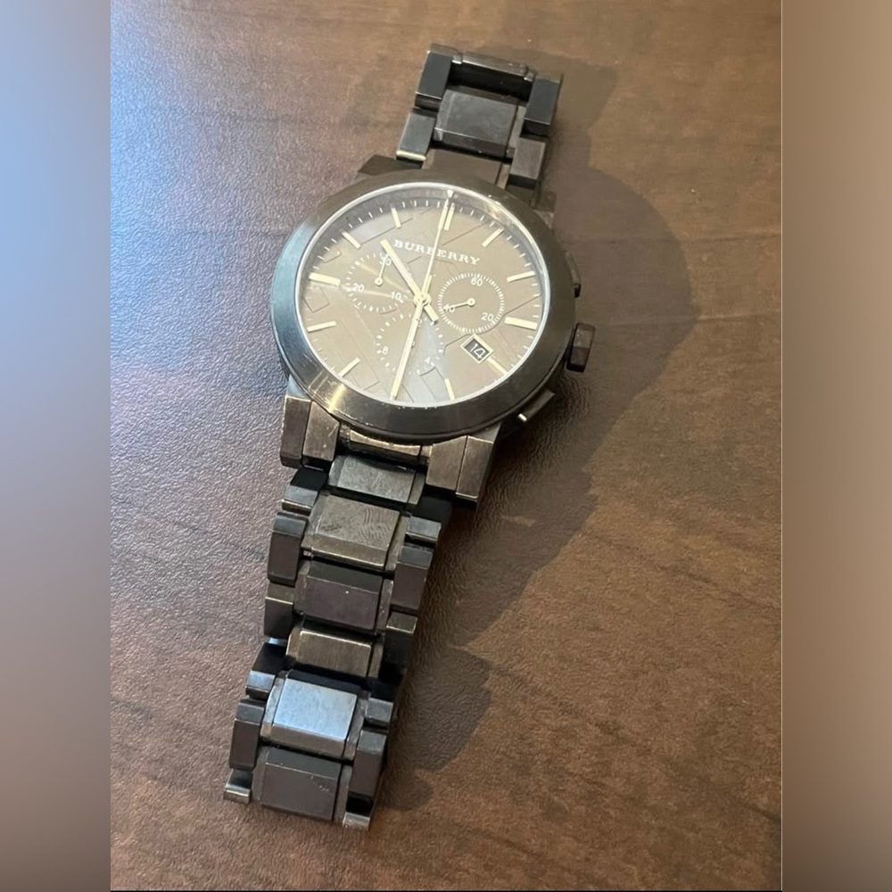 Burberry BU9354 Chronograph Dark Grey Dark Gray Men's Watch Timepiece - Picture 3 of 6